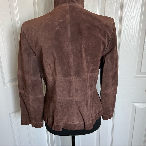 🍄 Vintage Boho Brown Suede Leather Jones New York Jacket Size Petite M - Picture 5 of 6